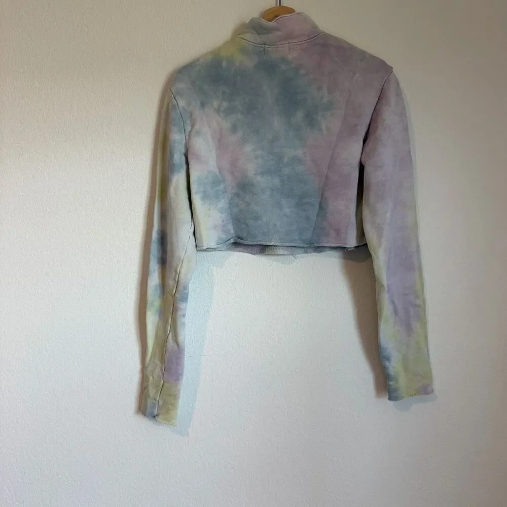 Cotton Citizen Tie Dye Half Zip Pullover Cropped Sweatshirt Women's Size XS - Picture 4 of 7